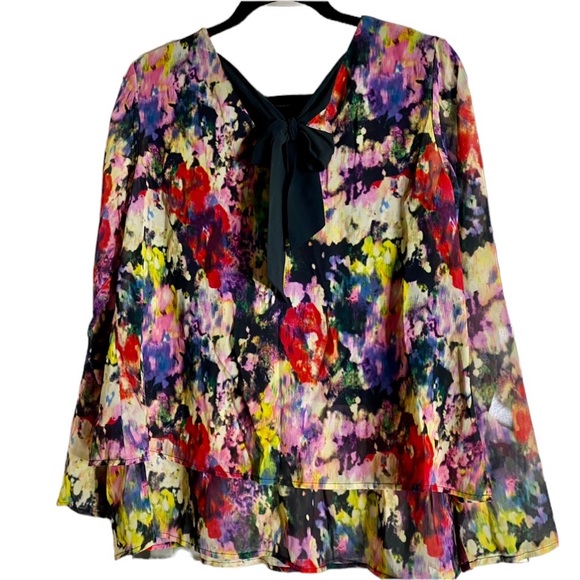 🆕 MAMA Elegant Back Bow Vibrant Floral Maternity Nursing Blouse - Picture 2 of 8